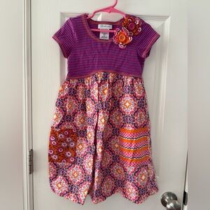 Bonnie Jean Purple and Orange Patterned Cotton Dress size 6